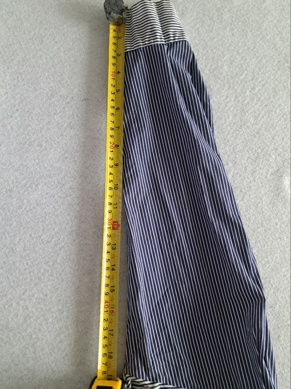 H&M 100% Cotton Navy Blue and White Striped Off-Shoulder Button-Down Shirt - Picture 10 of 14